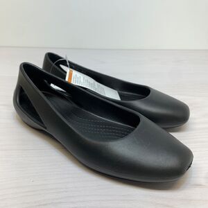 Crocs Sloane Black Ballet Flat Slip On Shoes Womens Size 5 Square Toe